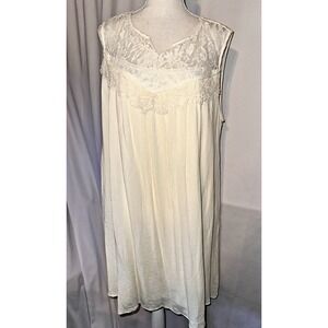 White Birch Dress Womens Size 1XL Sleeveless 100% Rayon Lined Lace Ivory Button